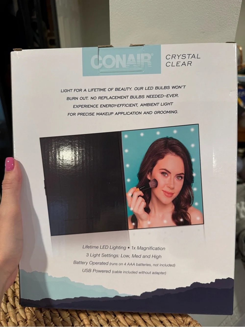 Conair Crystal Clear Lighted Picture Mirror Frame in Silver